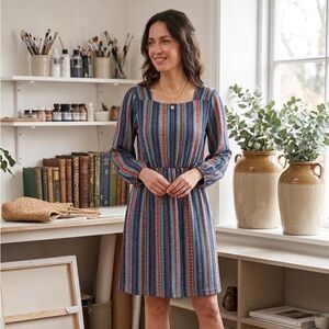 Tulle | Vibrant Striped Knit Midi Dress | Sz M